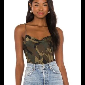 ALICE + OLIVIA Harmon Camo Drapey Slip Tank Top